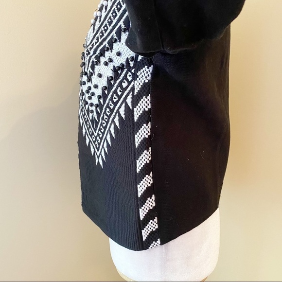 H&M Beaded Embroidered Crop Black & White Jacket - 6 - Picture 5 of 16